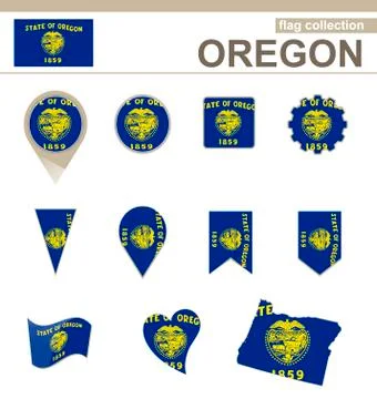Oregon Flag Collection Stock Illustration