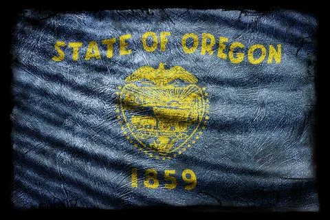 Oregon Flag, Grunge Texture Stock Illustration