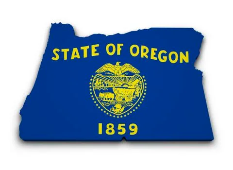 Oregon flag map shape Stock Illustration