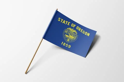 Oregon flag of small paper, isolated on white background Stock Illustration