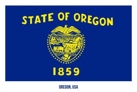 Oregon Flag Vector Illustration on White Background. USA State Flag Stock Illustration