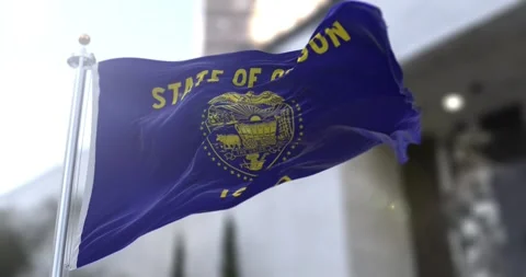 Oregon flag waving-seamless-loop-4k-60fps Stock Footage 345315855