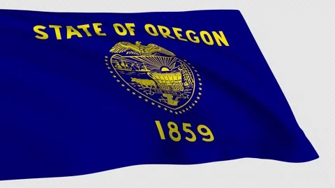 Oregon flag waving on a transparent background Stock Footage 323637462