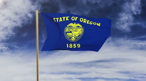 Oregon flag waving in the wind. Green screen, alpha matte. Loopable animation Stock-Footage 48196963