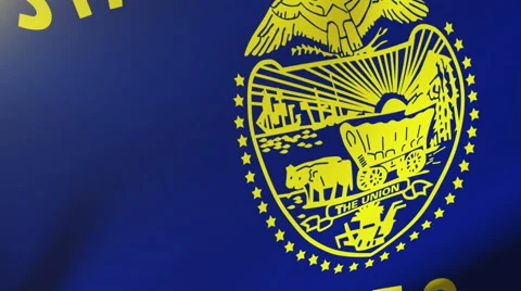 Oregon flag waving in the wind. Looping sun rises style.  Animation loop Stock Footage 48196418