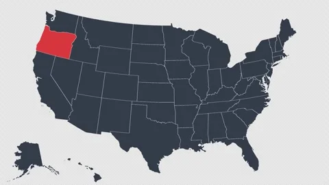 Oregon Flashing Red on US Election Map Animation Seamless Loop Alpha Channel 4K Stock Footage 341305219
