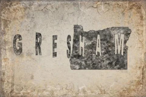Oregon Gresham Map and Lettering Design Stock-Fotos