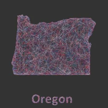 Oregon line art map 스톡 일러스트