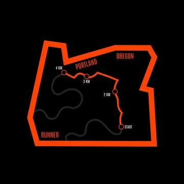 Oregon Map Border and Running Map Stock Illustration