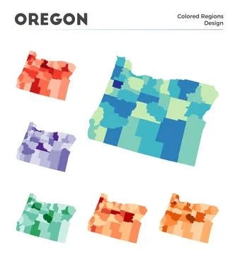 Oregon map collection. Borders of Oregon for your infographic. Colored us s.. Stock Illustration