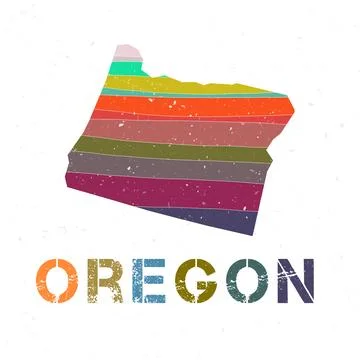 Oregon map design. Shape of the us state with beautiful geometric waves and.. Stock Illustration