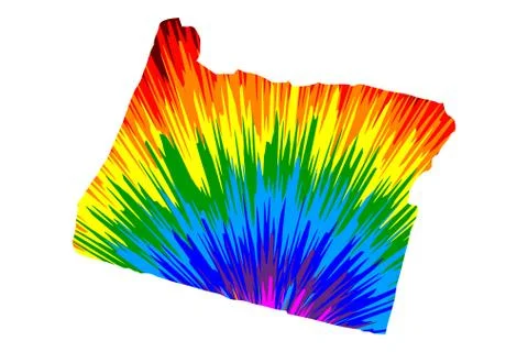 Oregon - map is designed rainbow abstract colorful pattern Stockillustratie