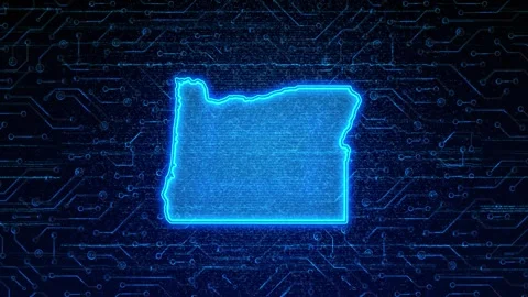 Oregon Map Digital Technology Opener Video stock 335475869