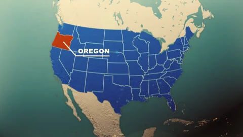 Oregon Map Highlight USA 3D Political Globe Animation Stock Footage 313833566