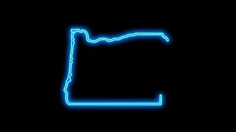 Oregon Map Outline Neon Lights Stock Footage 332891759