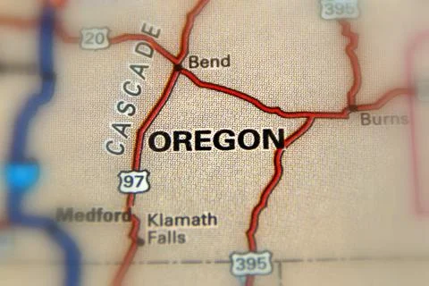 Oregon on a map Stock Photos