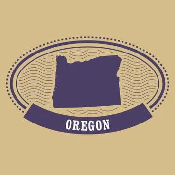 Oregon map silhouette - oval stamp Stock Illustration