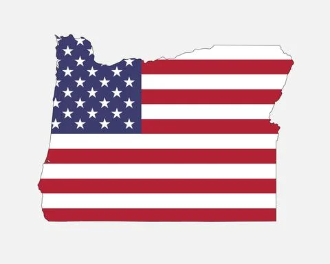 Oregon Map USA Flag Stock Illustration