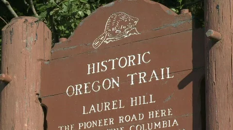 Oregon - Oregon Trail Marker - Laurel Hill tilt down Stock Footage 730702