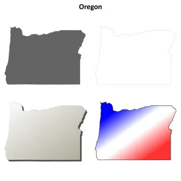 Oregon outline map set Stock Illustration