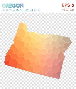 Oregon polygonal map, mosaic style us state. Bewitching low poly style, mod.. 스톡 일러스트