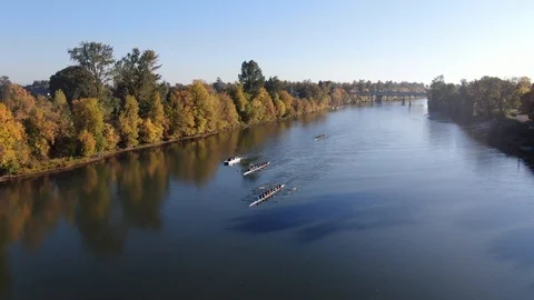 Oregon River Crew Boats Stock Footage 105247398