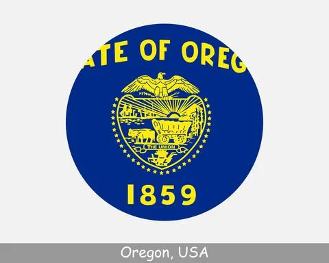 Oregon Round Flag Stock Illustration