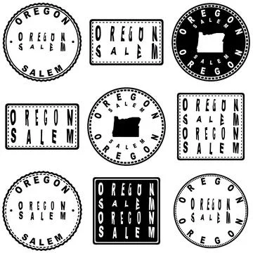 Oregon Salem Seal Map Design Stock Illustration