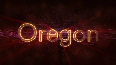 Oregon - Shiny looping state name text animation Stock-Footage 99579189
