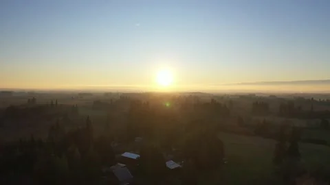 Oregon Small Farm - Sunset Stock Footage 131135878