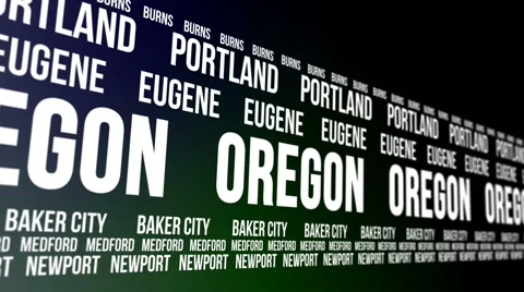 Oregon State and Major Cities Scrolling Banner Stock Footage 43208159