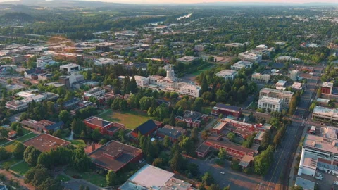 Oregon state capitol and willamette university campus surrounded by Stock Footage 283093498