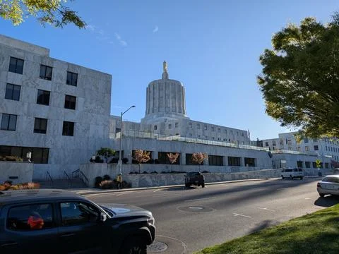 Oregon State Capitol with its distinctive marble exterior, soaring dome Stock Photos