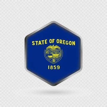 Oregon State Flag Icon in Hexagon Shape. Stock Illustration