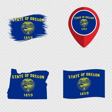 Oregon State Flag Icon Set. Stock Illustration