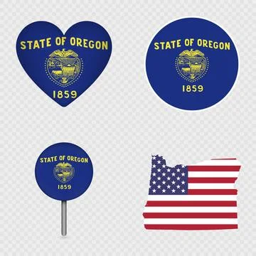 Oregon State Flag Icons Pack. Vector illustration. Stock Illustration