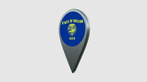 Oregon State Flag Location Map Marker Pin With Alpha Channel Looped Stock Footage 239462100
