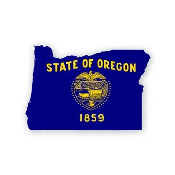 Oregon State Flag Map Stock Illustration