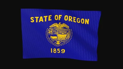 Oregon state flag waving on black background seamless loop Stock Footage 344677989