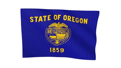 Oregon state flag waving in the wind Stock Footage 343901211