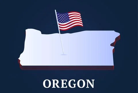 Oregon state Isometric map and USA national flag 3D isometric shape of us sta Stock Illustration