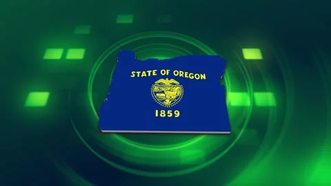 Oregon State Map and Flag Background Видео 344651496