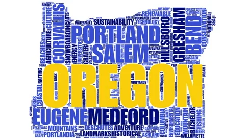 Oregon state map animated word cloud Stock Footage 321459633