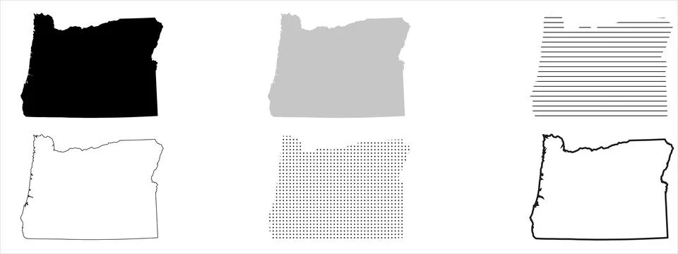 Oregon State Map Black. Oregon map silhouette isolated on transparent background Stock Illustration