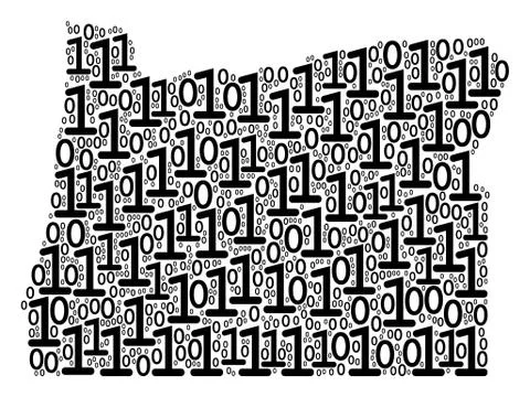 Oregon State Map Collage of Binary Digits Illustrazione stock