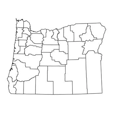 Oregon state map with counties. Vector illustration. Illustrazione stock