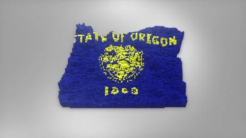 Oregon State Map with Flag Intro Background Stock Footage 315166435