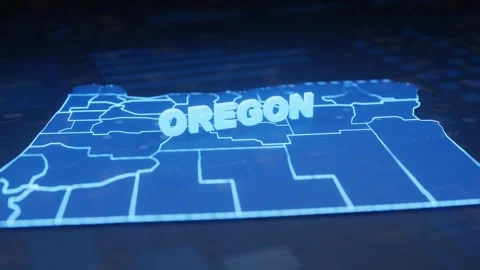 Oregon State Map Geographic Outline Stock Footage 344570447