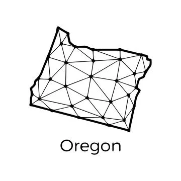 Oregon state map polygonal illustration made of lines and dots, isolated on w Stock Illustration
