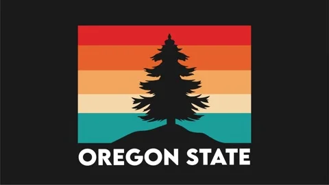 Oregon state with tree silhouette Stock Footage 311612823